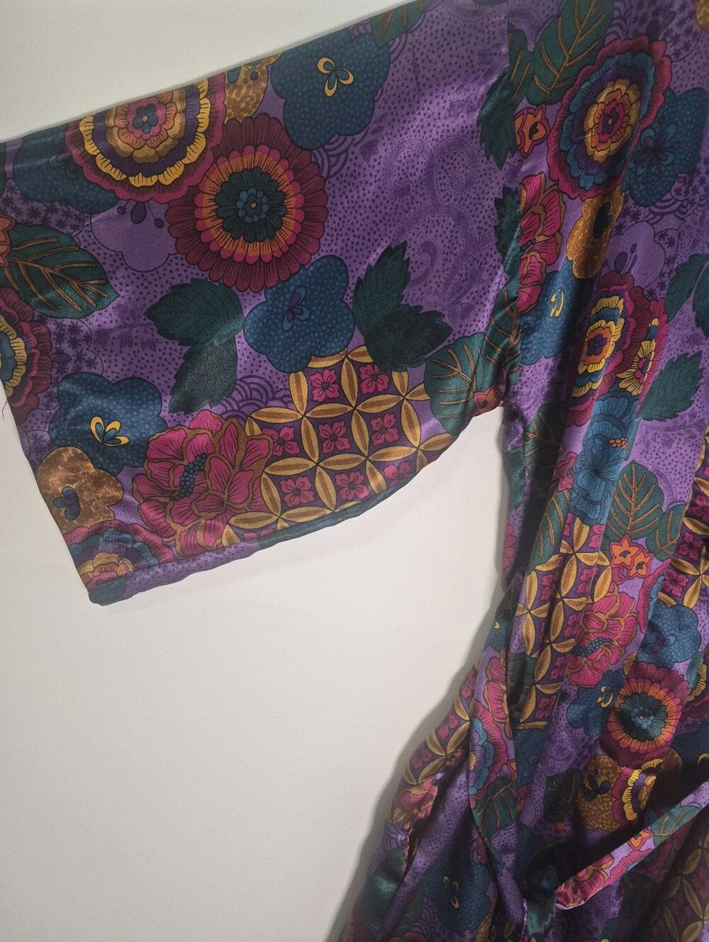 VTG 90s California Dynasty Padded Robe Romper Teddy Set Floral PS S